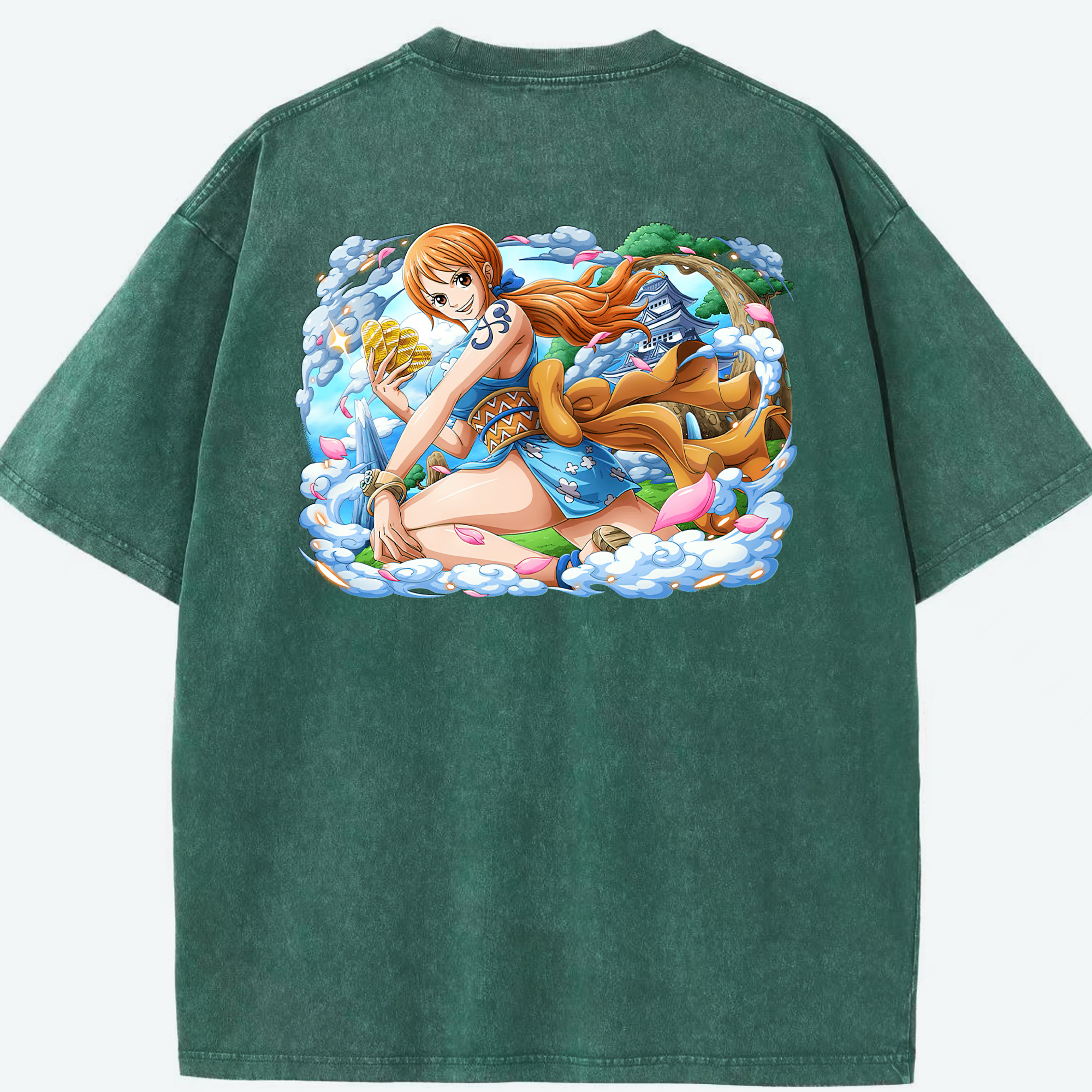 ワンピース ナミ ONE PIECE Nami 綿100% ヴィンテージ風 半袖Tシャツ（背面プリント）